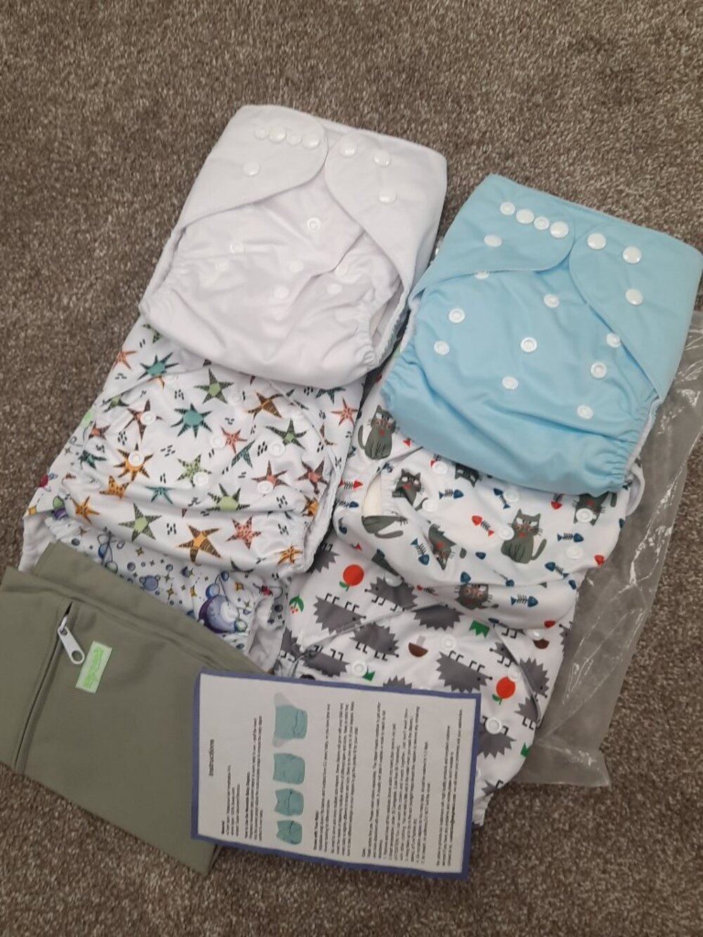 Wegreeco Washable Reusable Adjustable Baby Cloth Diapers 6 Pack NEW! - OS
